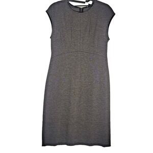 Banana Republic Dress Womens Petite 2 Gray Sheath Cap Sleeve Back Zip Stretch